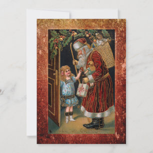 Vader Kerstmis in Antiek Lijst Feestdagenkaart