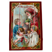 Vader Kerstmis met kinderen Medium Cadeauzakje (Achterkant)