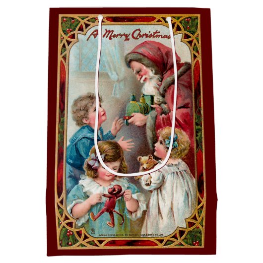 Vader Kerstmis met kinderen Medium Cadeauzakje (Achterkant)