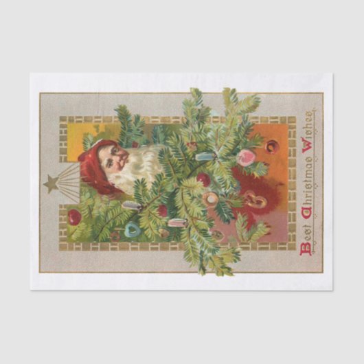 Vader Kerstmis met Versierde Boom & Ster Tissuepapier (Voorkant)