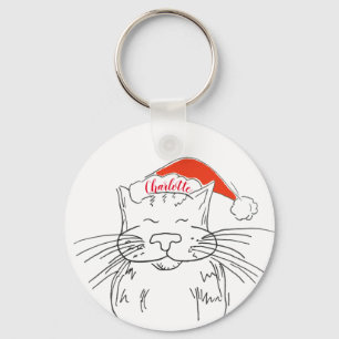 Vader Kerstmis tabby kat cadeau Sleutelhanger
