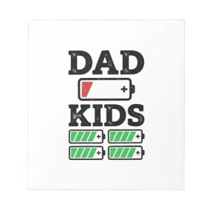Vader Kinderen Batterij Grappig Vintage Vector T-s Notitieblok