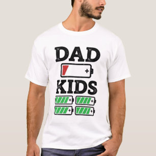 Vader Kinderen Batterij Grappig Vintage Vector T-s T-shirt
