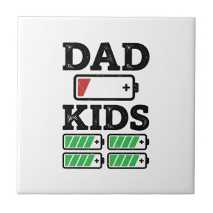 Vader Kinderen Batterij Grappig Vintage Vector T-s Tegeltje