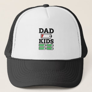 Vader Kinderen Batterij Grappig Vintage Vector T-s Trucker Pet