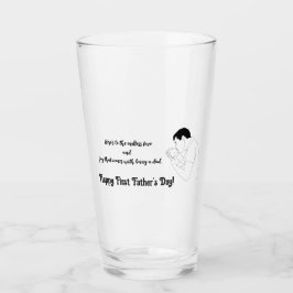 Vader kussen Baby, Happy First Fathers Day, Glas