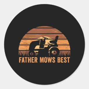 Vader maait beste gazon zorg vader maaien tuinman  ronde sticker