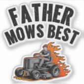 Vader maait beste grappige vader vuur vlam grasmaa sticker (Voorkant)