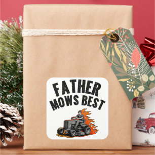 Vader maait beste grappige vader vuur vlam grasmaa vierkante sticker