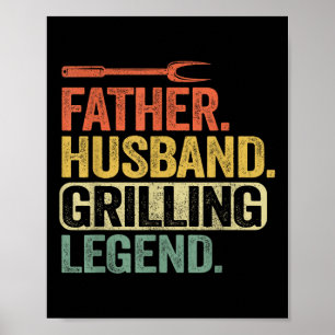 Vader Man Grillen Legende Barbecue Grappig Varken Poster