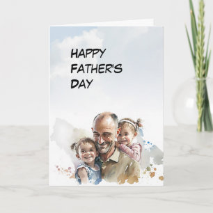 Vader met 2 dochters Vaderdag Kaart