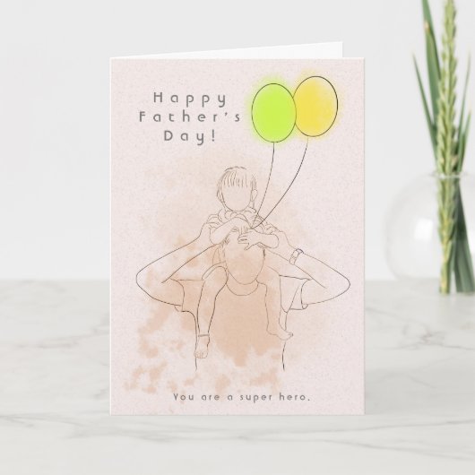 Vader met een kind Vaderdag kaart 2 (Voorkant)