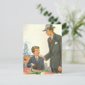  vader met Kind en vlakke vaders dag Feestdagenkaart (Staand voorkant)