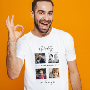 Vader met Kinder familie Daddy 4 Fotocollage T-shirt