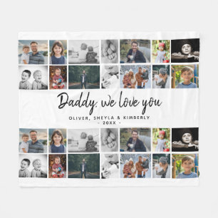 Vader met Kinder Familie Papa 14 Fotocollage Fleece Deken