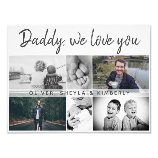 Vader met Kinderen en familie Papa 6 Collage Foto Afdruk (Voorkant)