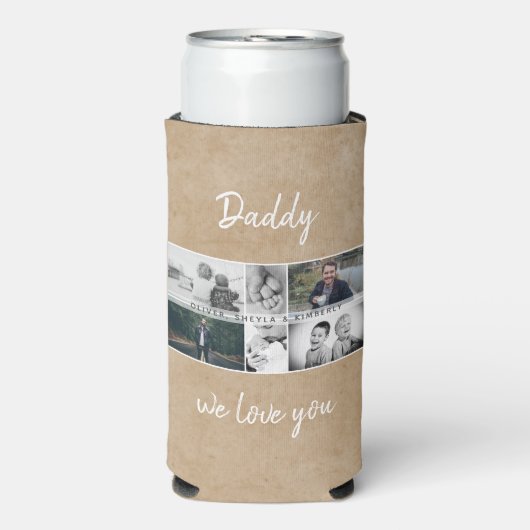 Vader met Kinderen en familie Papa 6 Foto Collage (Seltzer Voorkant)