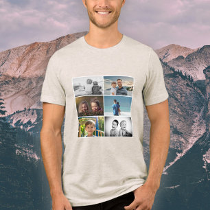 Vader met Kinderen en familie Papa 6 Foto Collage Tri-Blend Shirt