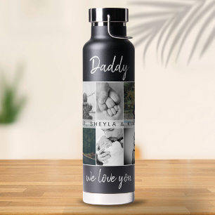 Vader met Kinderen en familie Papa 6 Foto Collage Waterfles