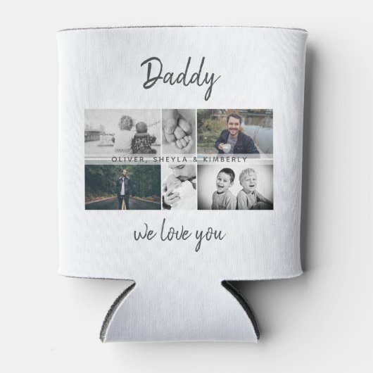 Vader met Kinderen en familie Papa Foto Collage Blikjeskoeler (Voorkant)