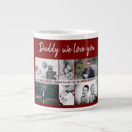 Vader met Kinderen en familie Papa Foto Collage Extra Grote Beker