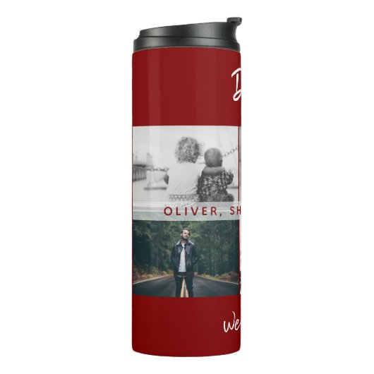 Vader met Kinderen en familie Papa Foto Collage Thermosbeker (Gedraaid links)