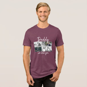 Vader met Kinderen en familie Papa Foto Collage Tri-Blend Shirt