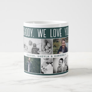 Vader met kinderen en familie papa fotocollage extra grote beker