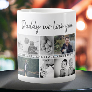 Vader met kinderen en familie papa fotocollage extra grote beker