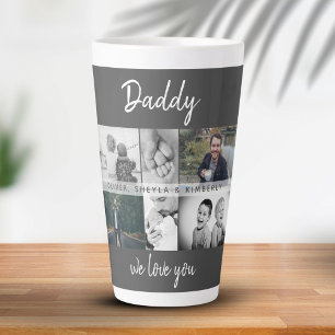 Vader met kinderen en familie papa fotocollage latte mok