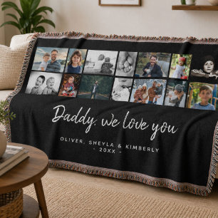 Vader met kinderen Familie Papa 14 Foto Collage Deken
