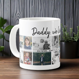Vader met kinderen familie papa 14 foto collage extra grote beker