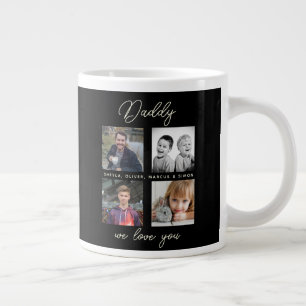 Vader met kinderen Familie Papa 4 foto collage Extra Grote Beker