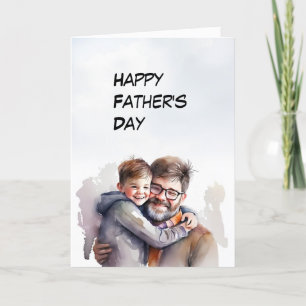 Vader met knuffel van jonge Son Vaderdag-kaart Bedankkaart