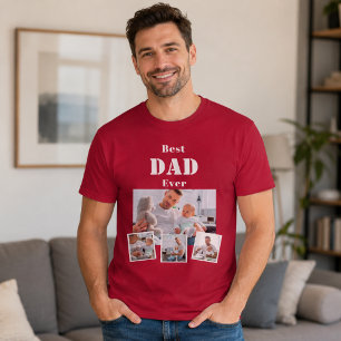 Vader papa beste fotocollage rood t-shirt
