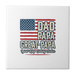 Vader Papa Opa Patriottisch Vintage Familie T-shir Tegeltje