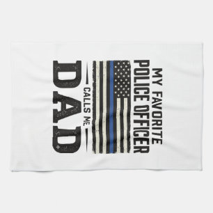 Vader Politieagent Vintage Vlag Shirt Ontwerp_1 Theedoek