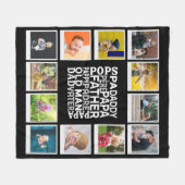 Vader Poppen Vader Oud Man Foto Collage Chic Black Fleece Deken (Voorkant (Horizontaal))