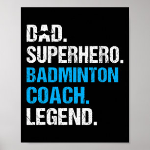 Vader Superheld Badminton Coach Funny Badminton Co Poster