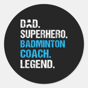 Vader Superheld Badminton Coach Funny Badminton Co Ronde Sticker
