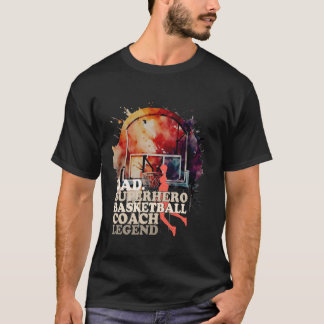 Vader Superheld Basketbal Coach Legende T-shirt