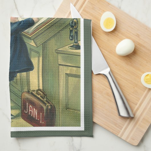 Vader Tijd die u een gelukkig nieuwjaar wil wensen Theedoek (Quarter Fold)