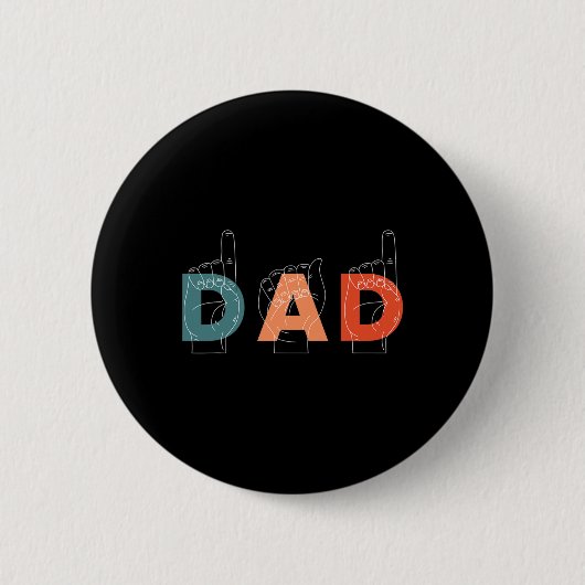 Vader Vaderdag Doof-stom Gebarentaal Ronde Button 5,7 Cm (Voorkant)