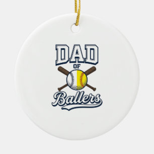 Vader van Ballers Baseball Softbal Vintage Design_ Keramisch Ornament