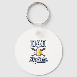 Vader van Ballers Baseball Softbal Vintage Design_ Sleutelhanger