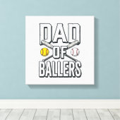 Vader van Ballers Softbal en Honkbal Vintage T-shi Canvas Afdruk (Insitu (Houten vloer))