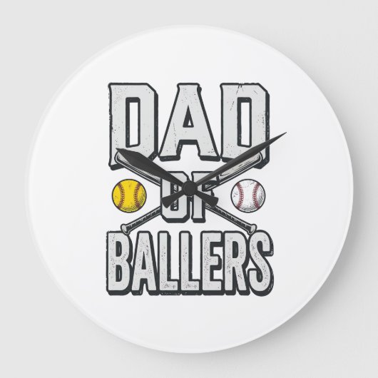Vader van Ballers Softbal en Honkbal Vintage T-shi Grote Klok (Voorkant)