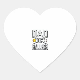 Vader van Ballers Softbal en Honkbal Vintage T-shi Hart Sticker