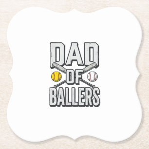 Vader van Ballers Softbal en Honkbal Vintage T-shi Kartonnen Onderzetters