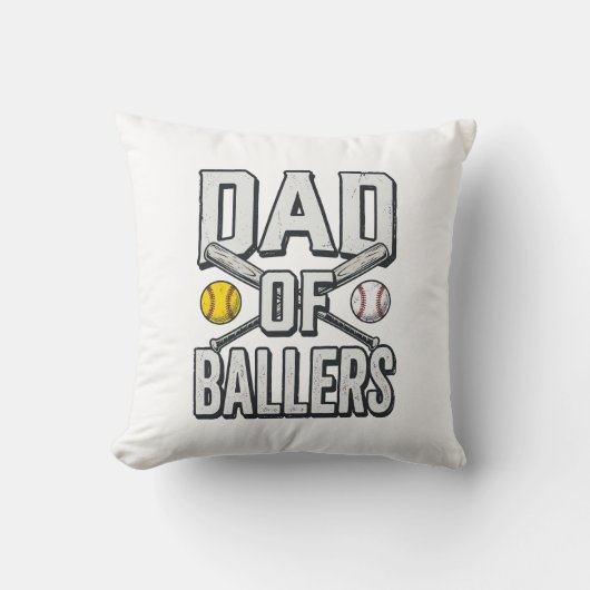 Vader van Ballers Softbal en Honkbal Vintage T-shi Kussen (Voorkant)